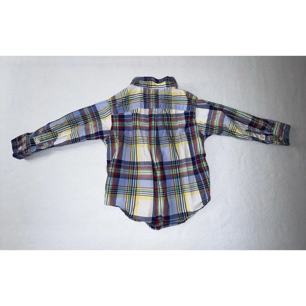 Ralph Lauren Infant Boys ShortSleeve Mult Plaid Shirt-Sz 18 M-Button Down Collar